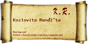 Kozlovits Renáta névjegykártya
